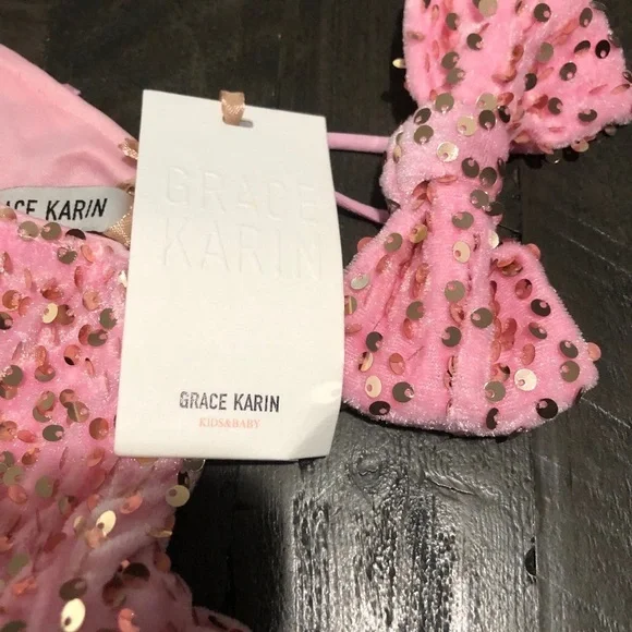 New Grace Karin Pink Sequence Girls Dress